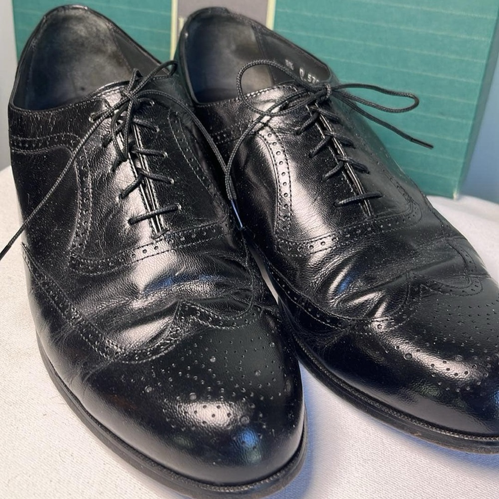 Classic‎ Black Leather Men's Dress Shoes Sz9.5 by Hanover
